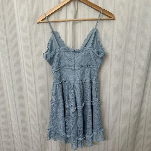 NWT🌀 Fourteen Twelve light blue lace babydoll mini dress - Picture 2 of 10